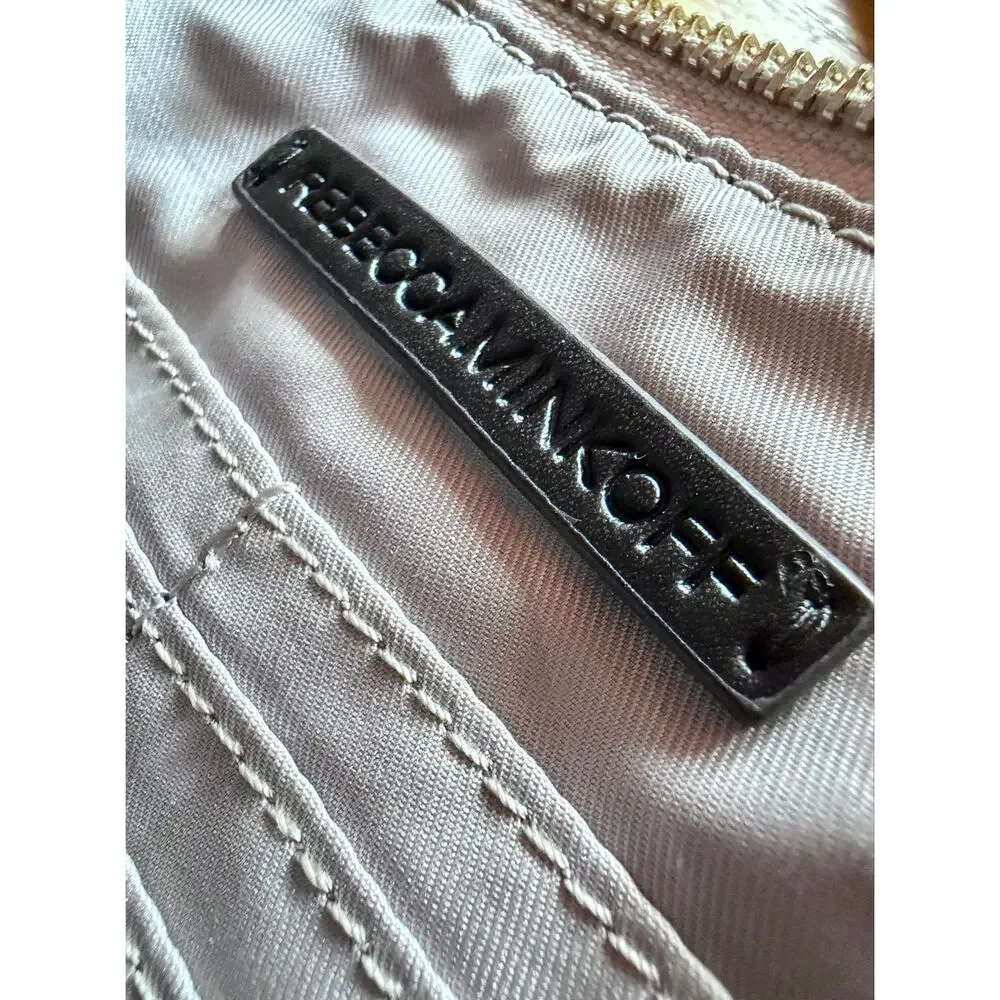 REBECCA MINKOFF Quilted Light Gray Studded Wristlet Clutch